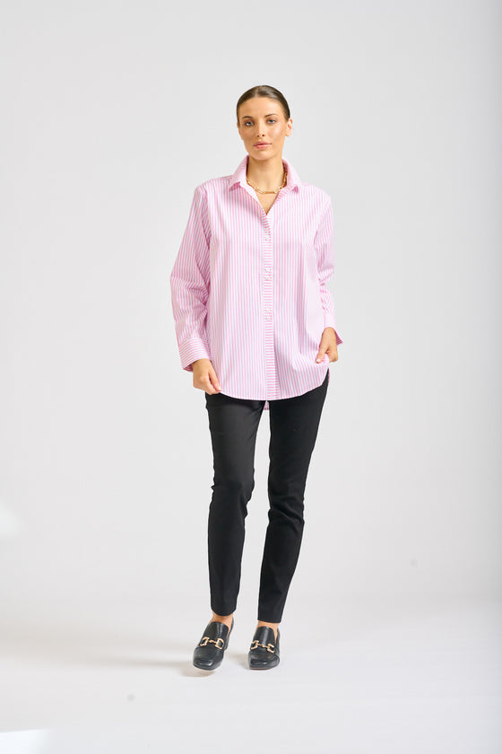 Shirty - The Prue Shirt - White/Pink Stripe
